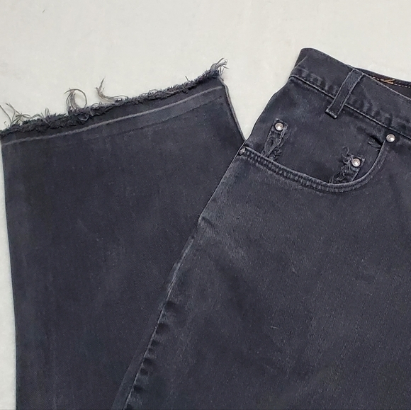 RARE Vintage Levi's 545 Orange Tab Black Raw Cut Stone Wash Loose Fit Jeans - Picture 7 of 14